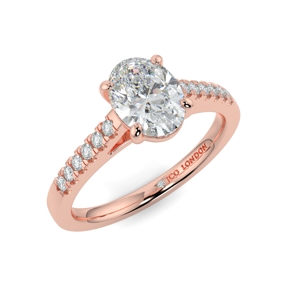 Oval Shoulder Diamond  Engagement Rings