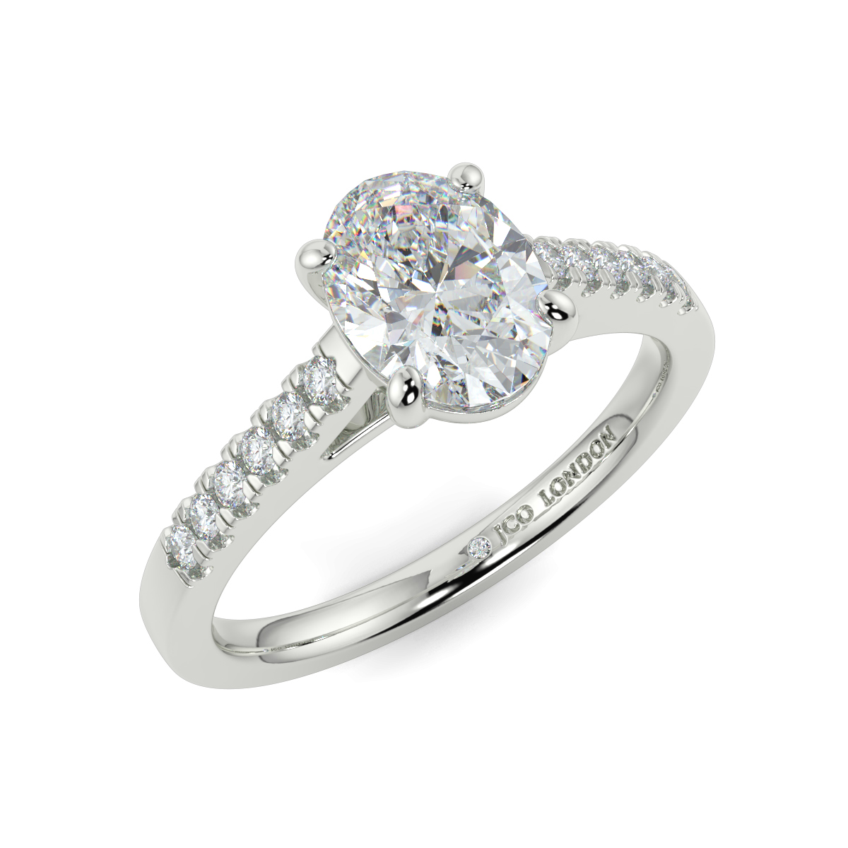 Oval Shoulder Diamond  Engagement Rings