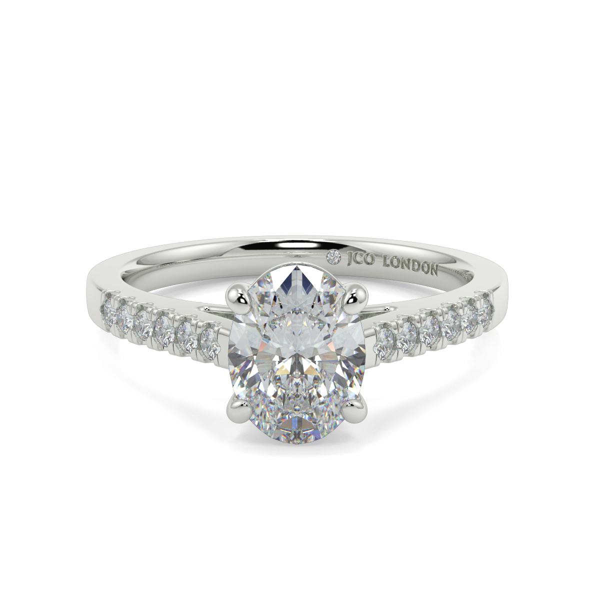 Oval Shoulder Diamond  Engagement Rings