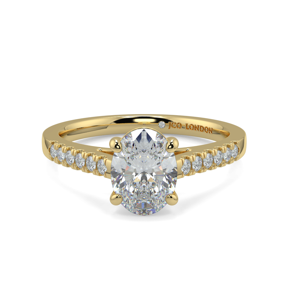 Oval Shoulder Diamond  Engagement Rings