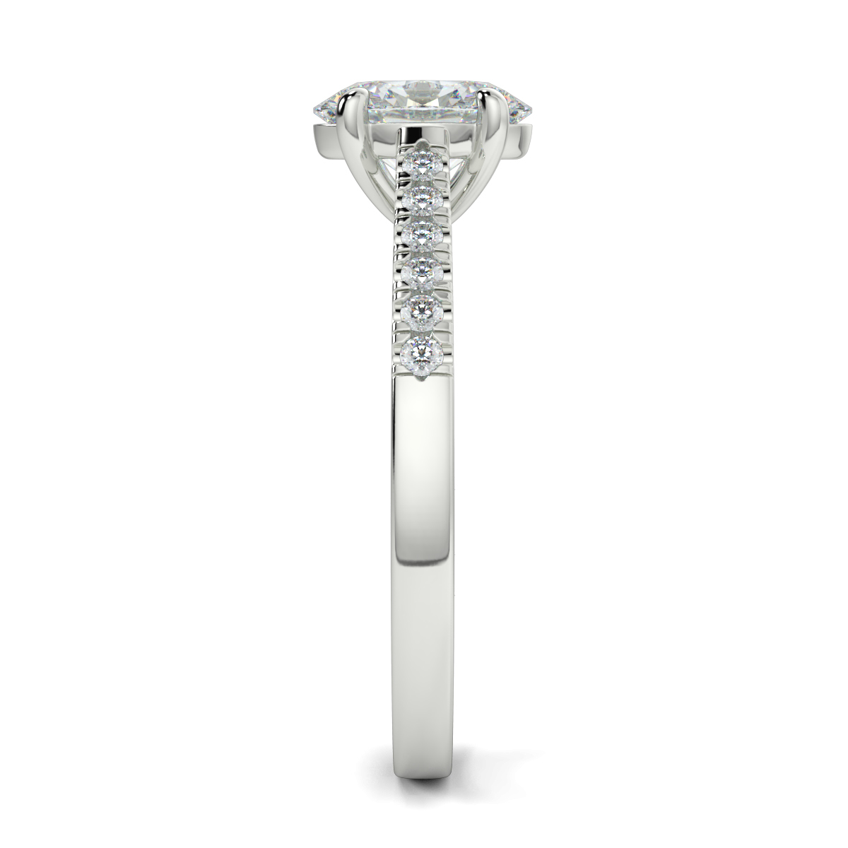 Oval Shoulder Diamond  Engagement Rings