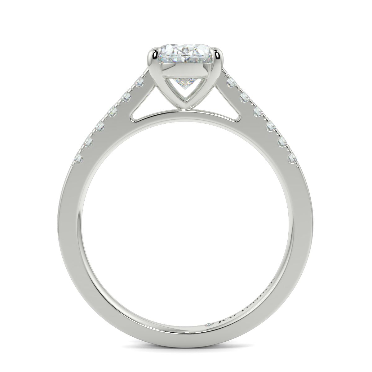 Oval Shoulder Diamond  Engagement Rings