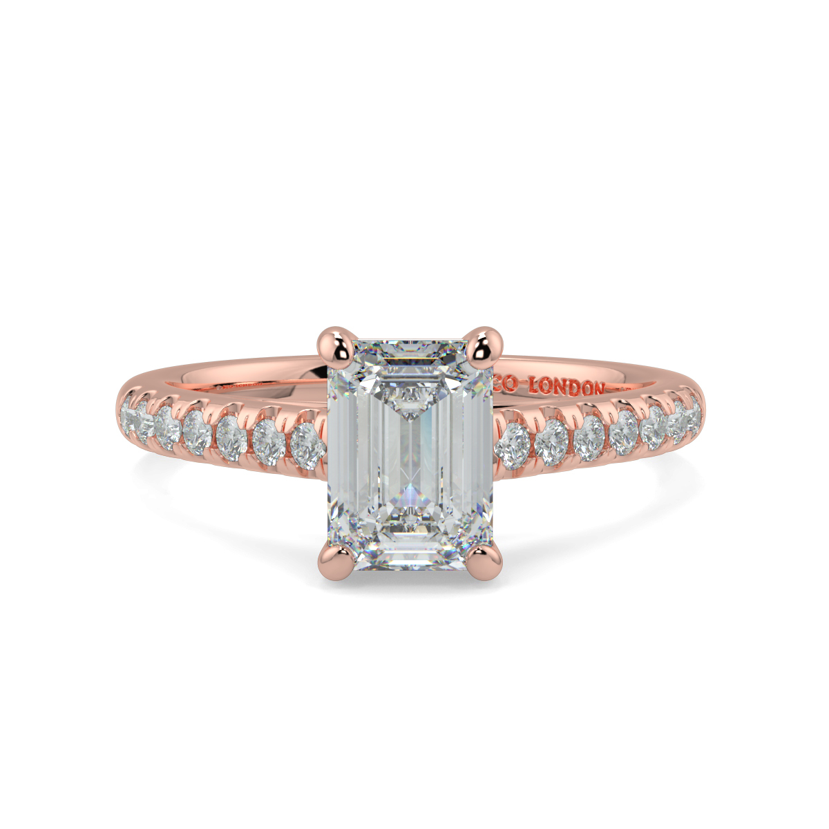 Emerald Shoulder Diamond  Engagement Rings