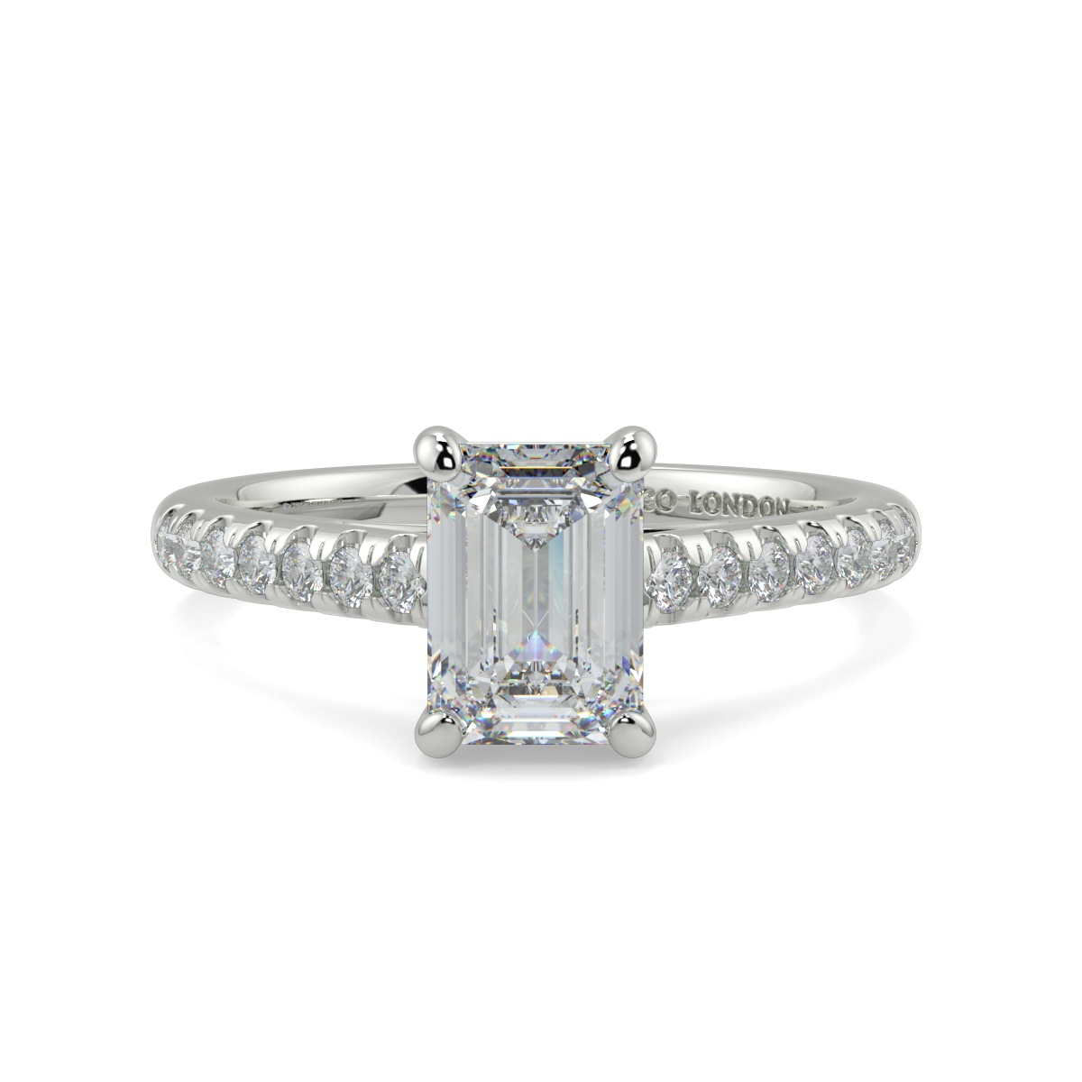Emerald Shoulder Diamond  Engagement Rings
