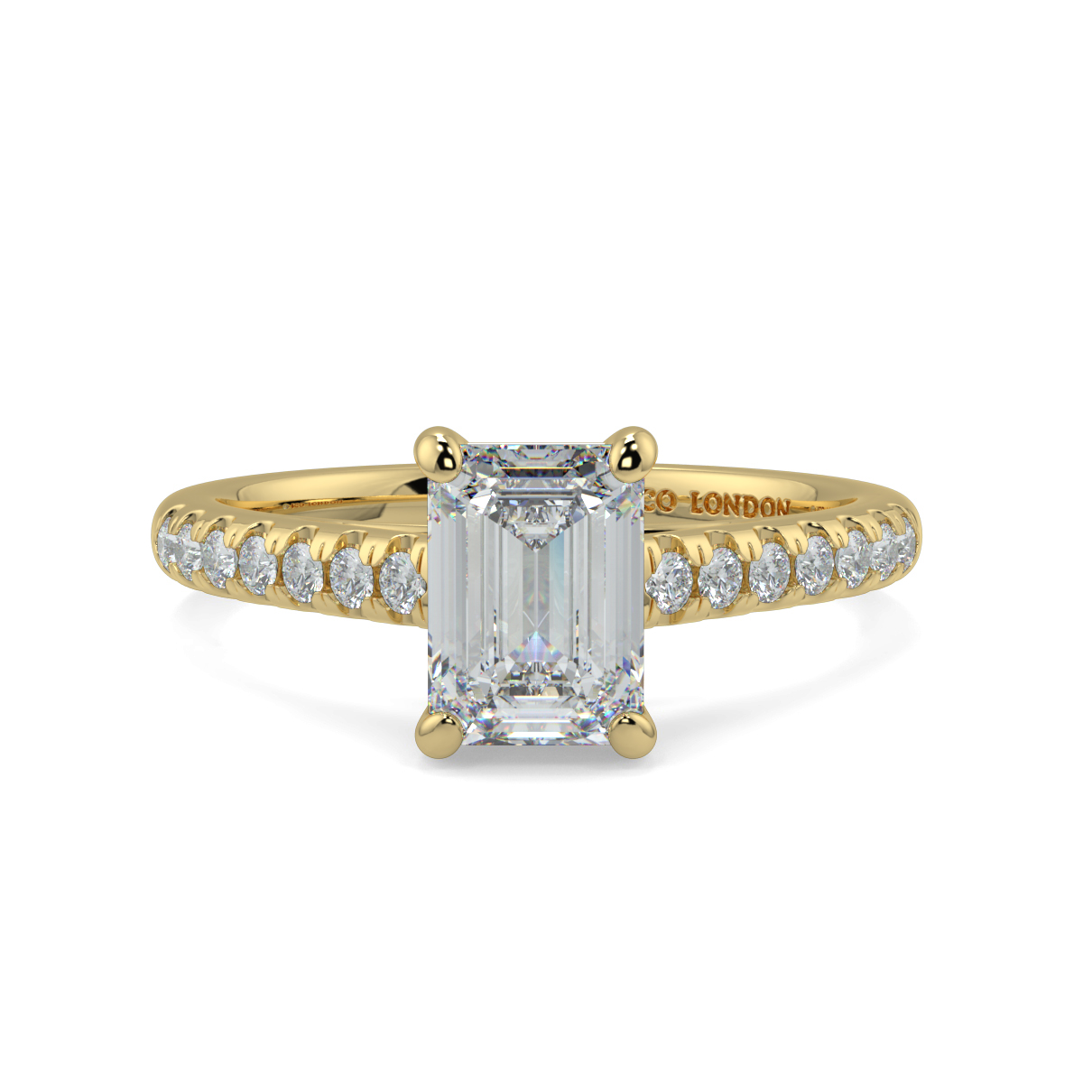 Emerald Shoulder Diamond  Engagement Rings