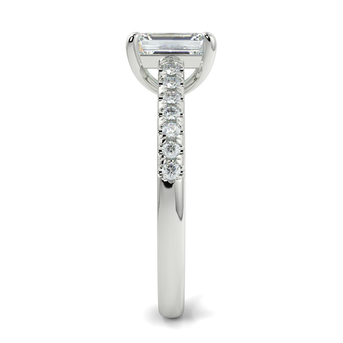 Emerald Shoulder Diamond  Engagement Rings