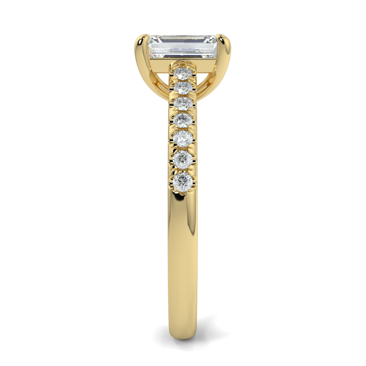 Emerald Shoulder Diamond  Engagement Rings