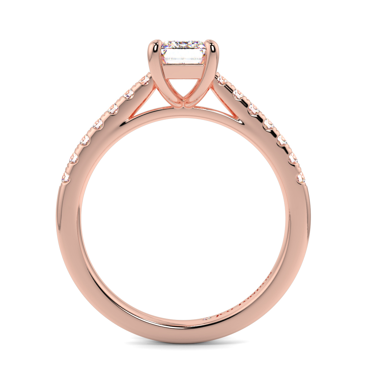 Emerald Shoulder Diamond  Engagement Rings