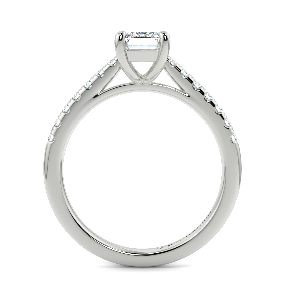 Emerald Shoulder Diamond  Engagement Rings