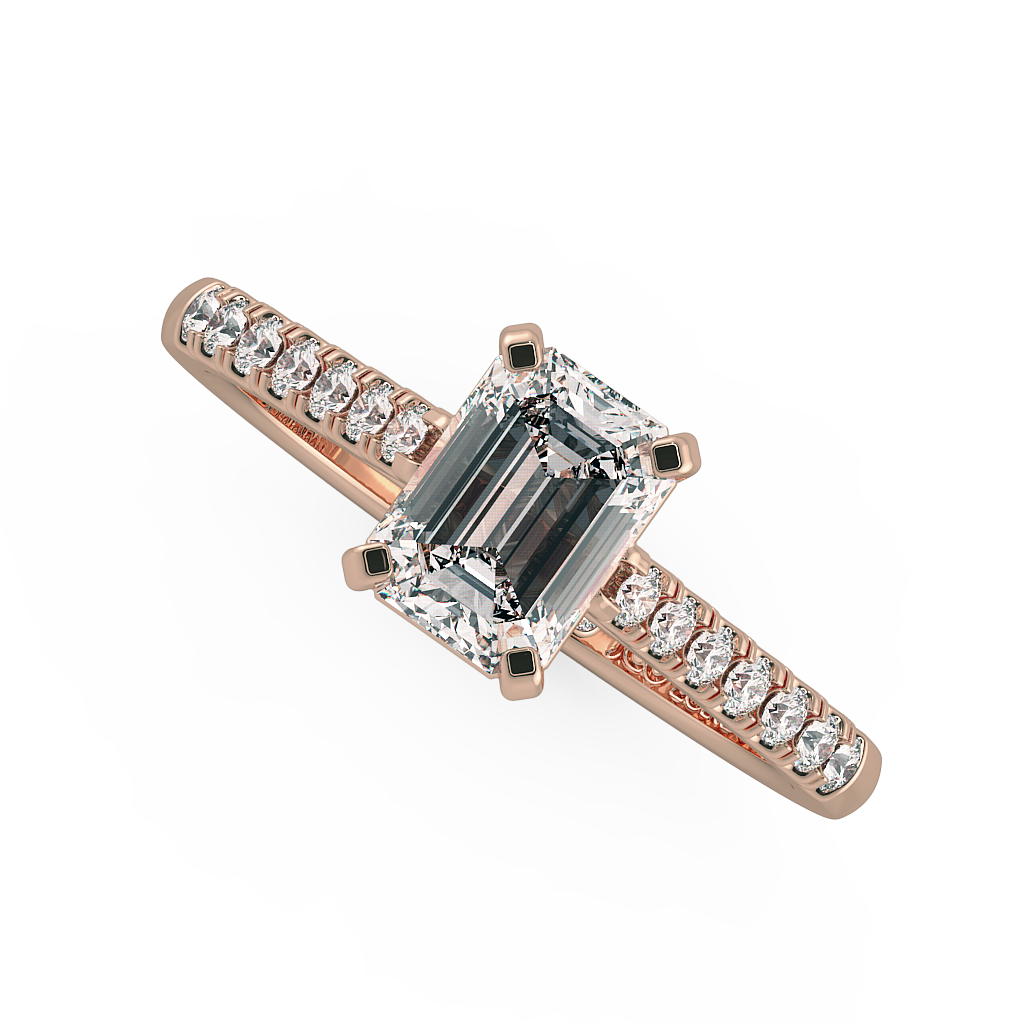 Emerald Shoulder Diamond  Engagement Rings