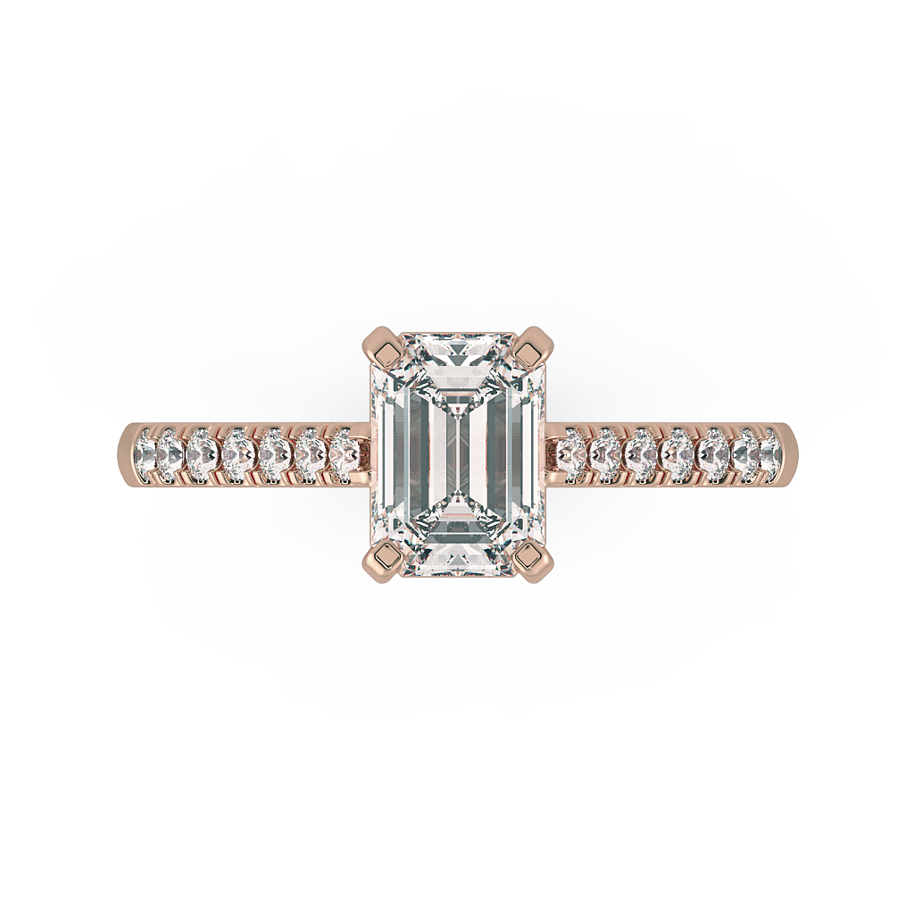 Emerald Shoulder Diamond  Engagement Rings