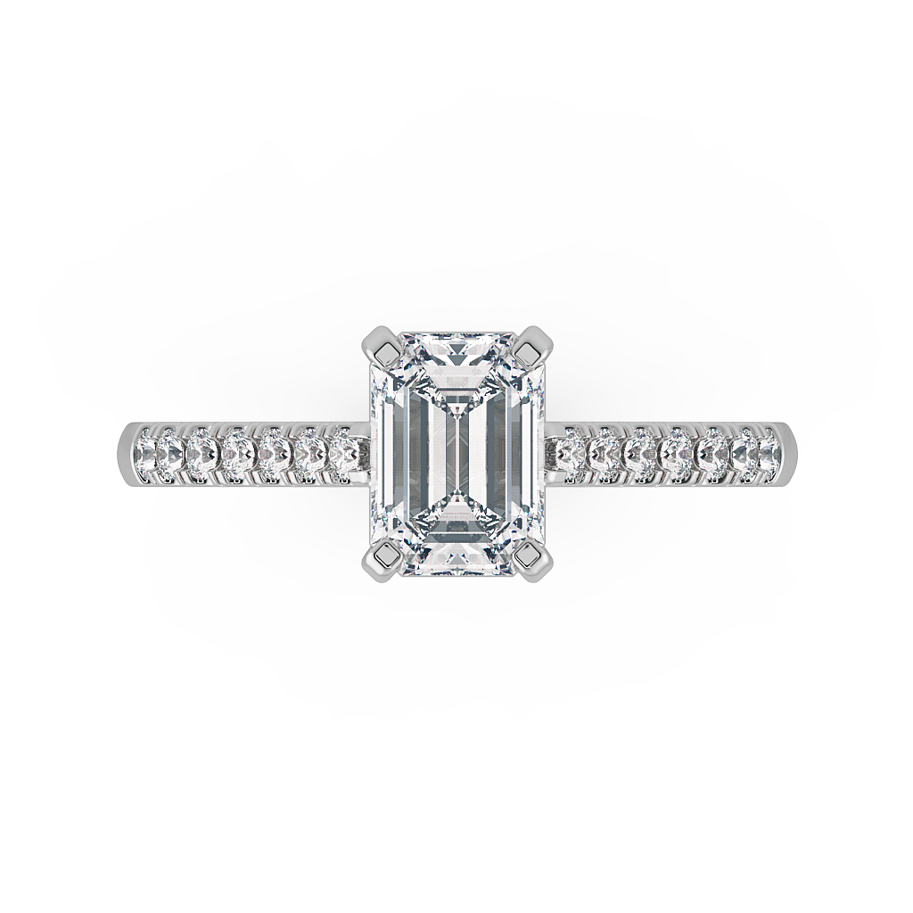 Emerald Shoulder Diamond  Engagement Rings