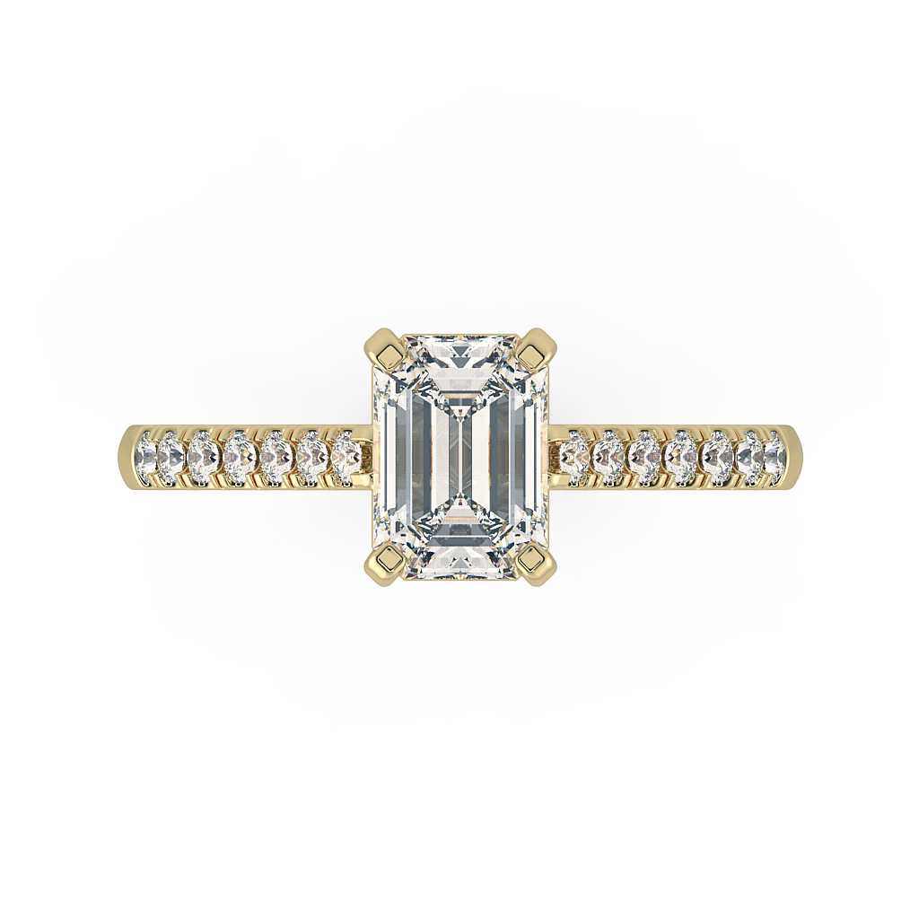 Emerald Shoulder Diamond  Engagement Rings