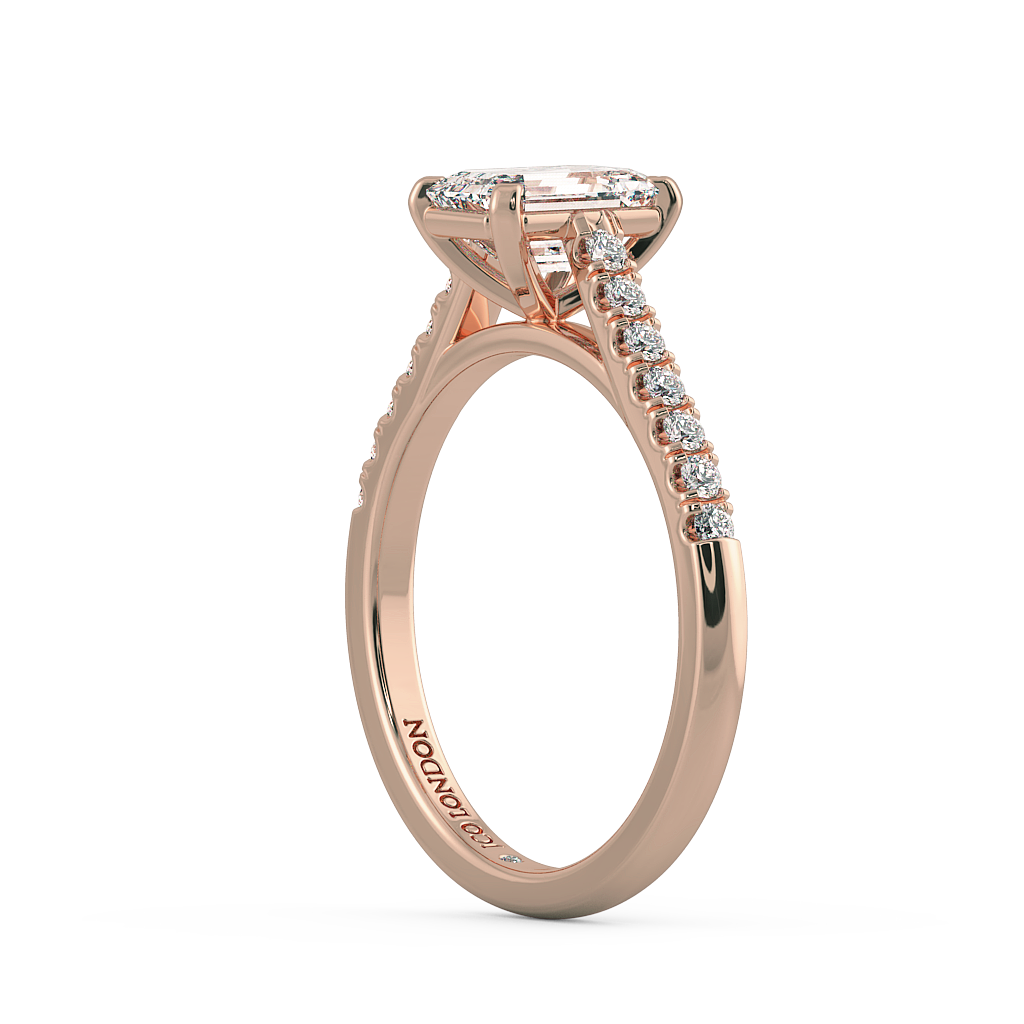 Emerald Shoulder Diamond  Engagement Rings