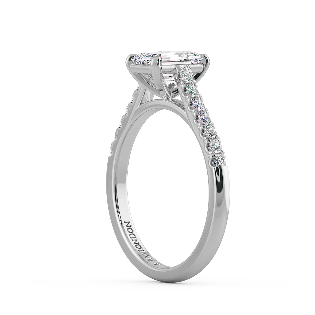 Emerald Shoulder Diamond  Engagement Rings