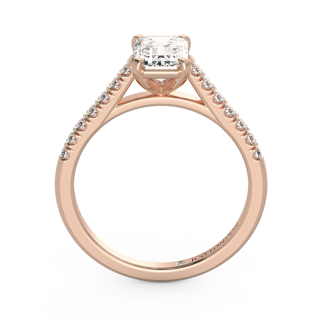 Emerald Shoulder Diamond  Engagement Rings