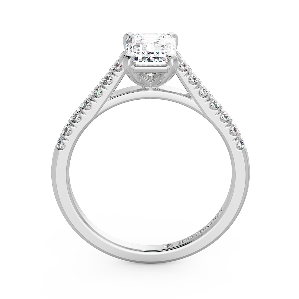 Emerald Shoulder Diamond  Engagement Rings