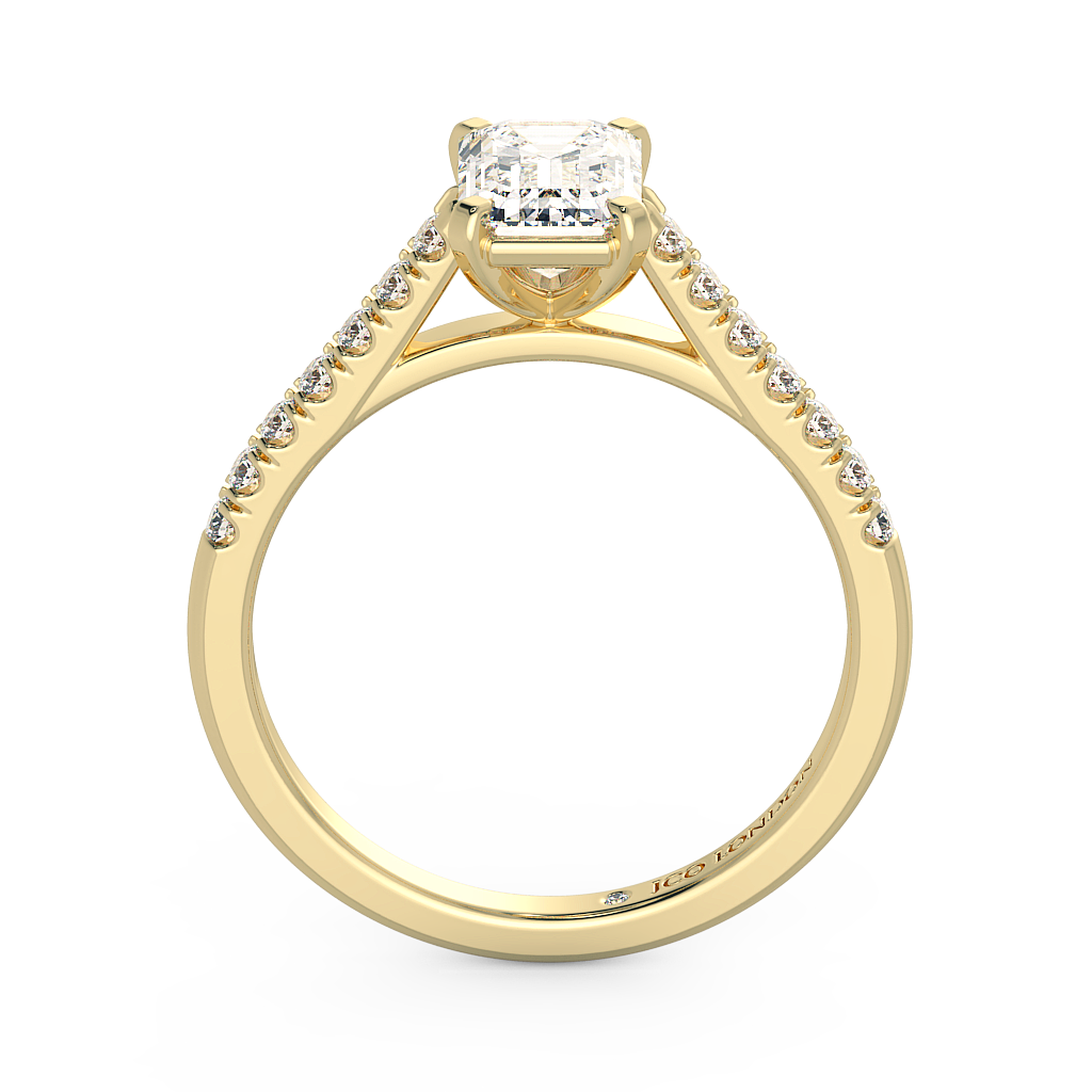 Emerald Shoulder Diamond  Engagement Rings
