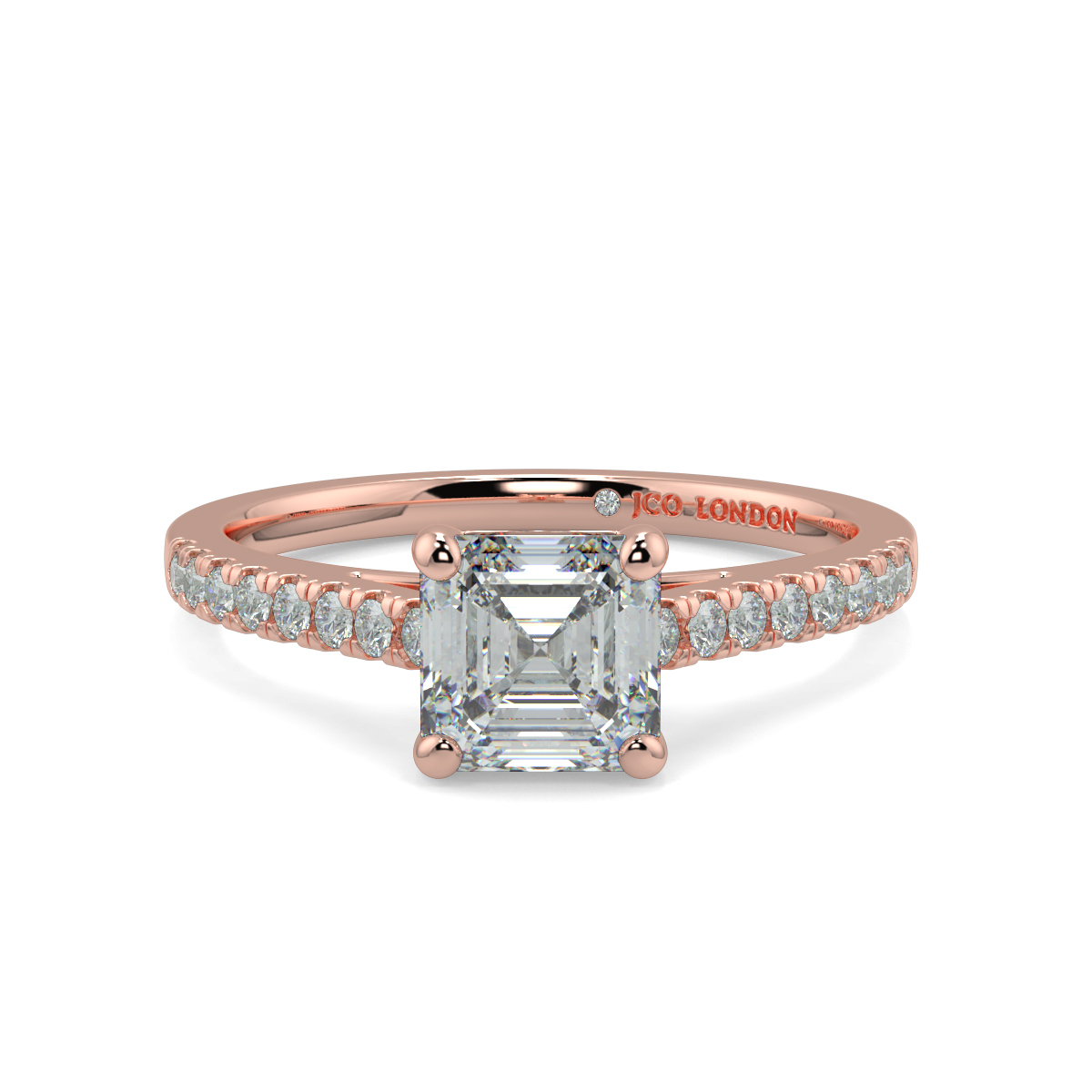 Asscher Shoulder Diamond  Engagement Rings