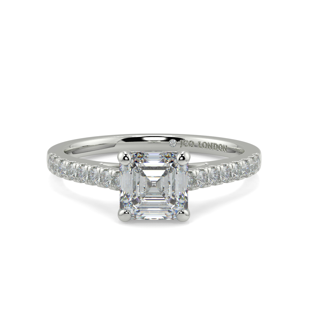 Asscher Shoulder Diamond  Engagement Rings