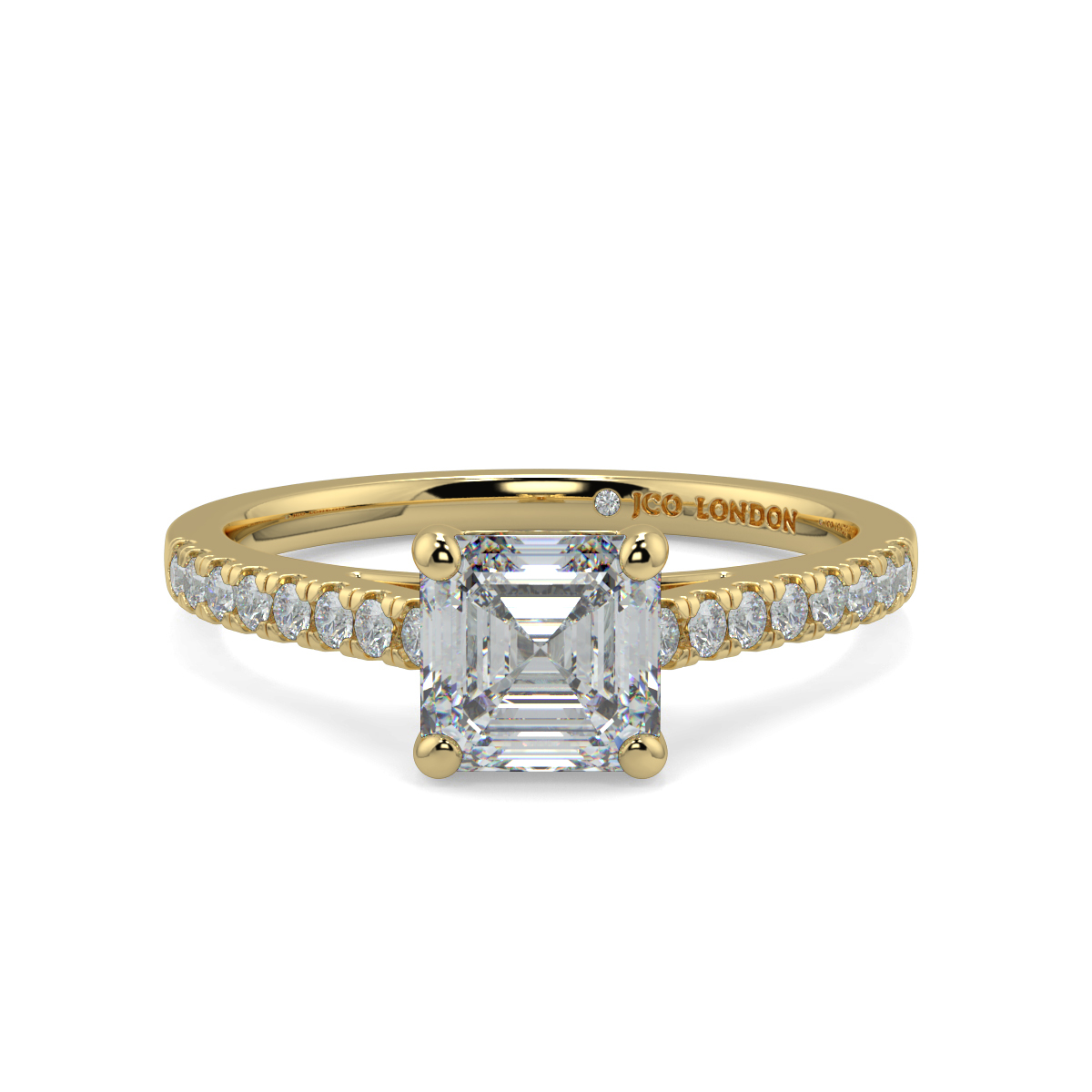 Asscher Shoulder Diamond  Engagement Rings