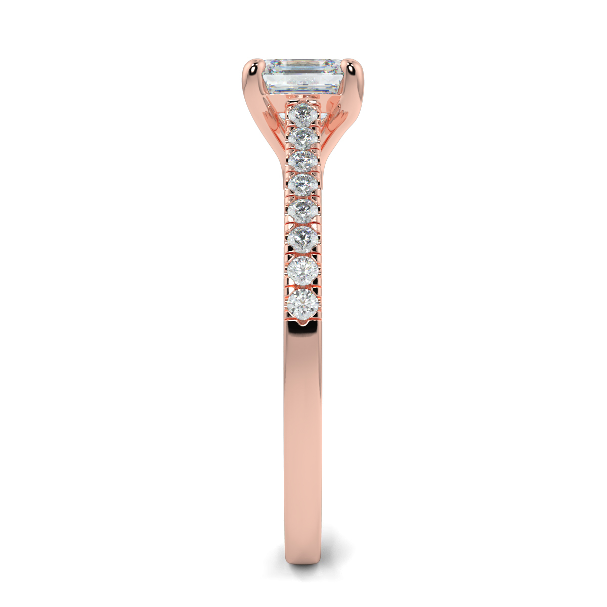 Asscher Shoulder Diamond  Engagement Rings