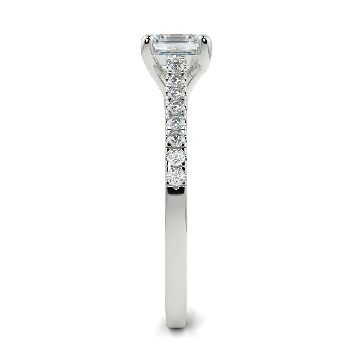 Asscher Shoulder Diamond  Engagement Rings