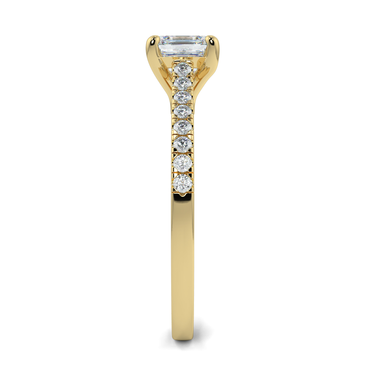 Asscher Shoulder Diamond  Engagement Rings