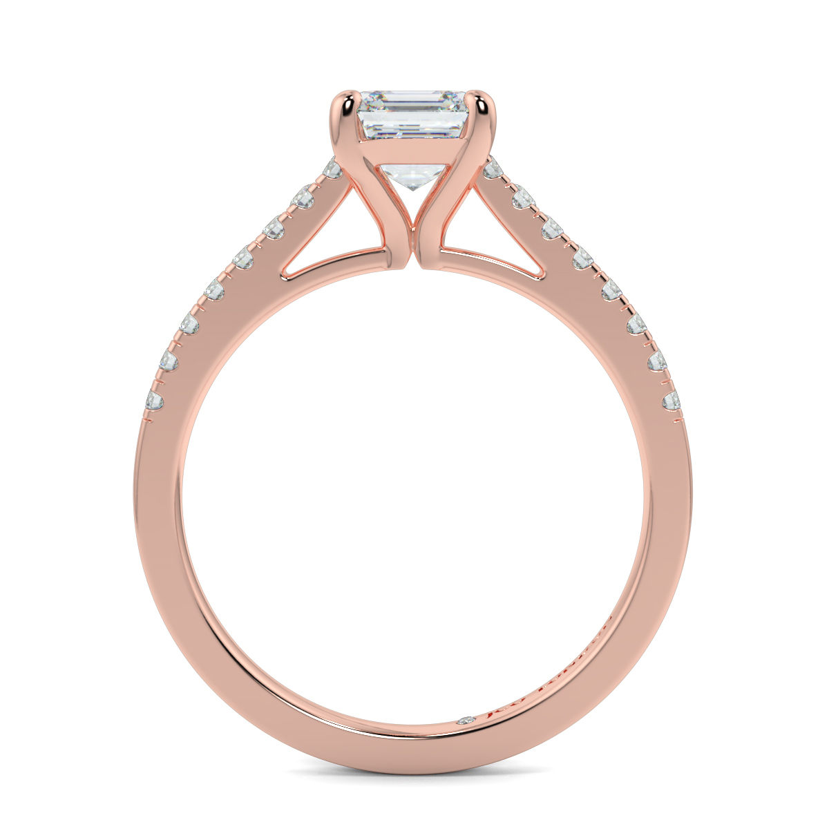 Asscher Shoulder Diamond  Engagement Rings