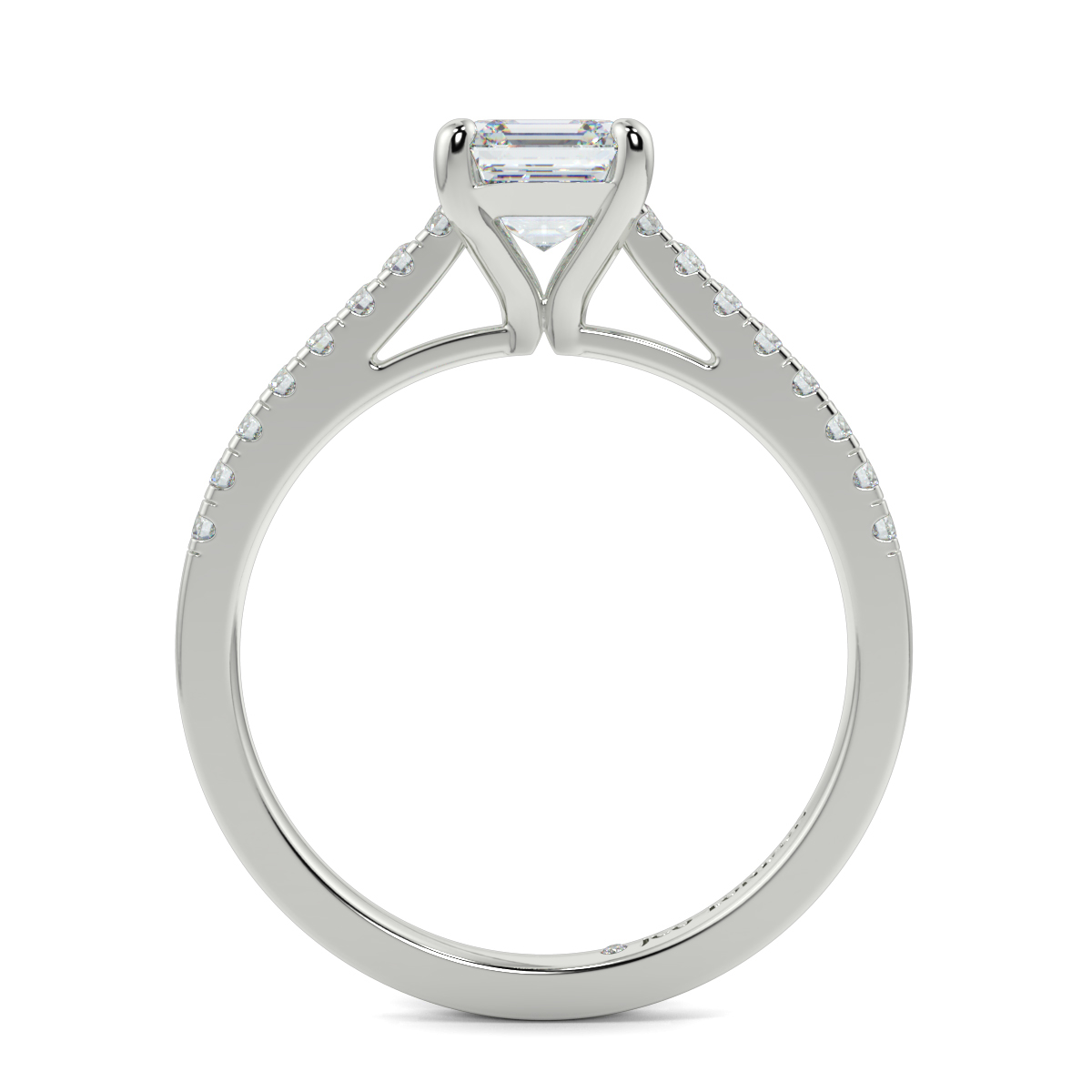 Asscher Shoulder Diamond  Engagement Rings