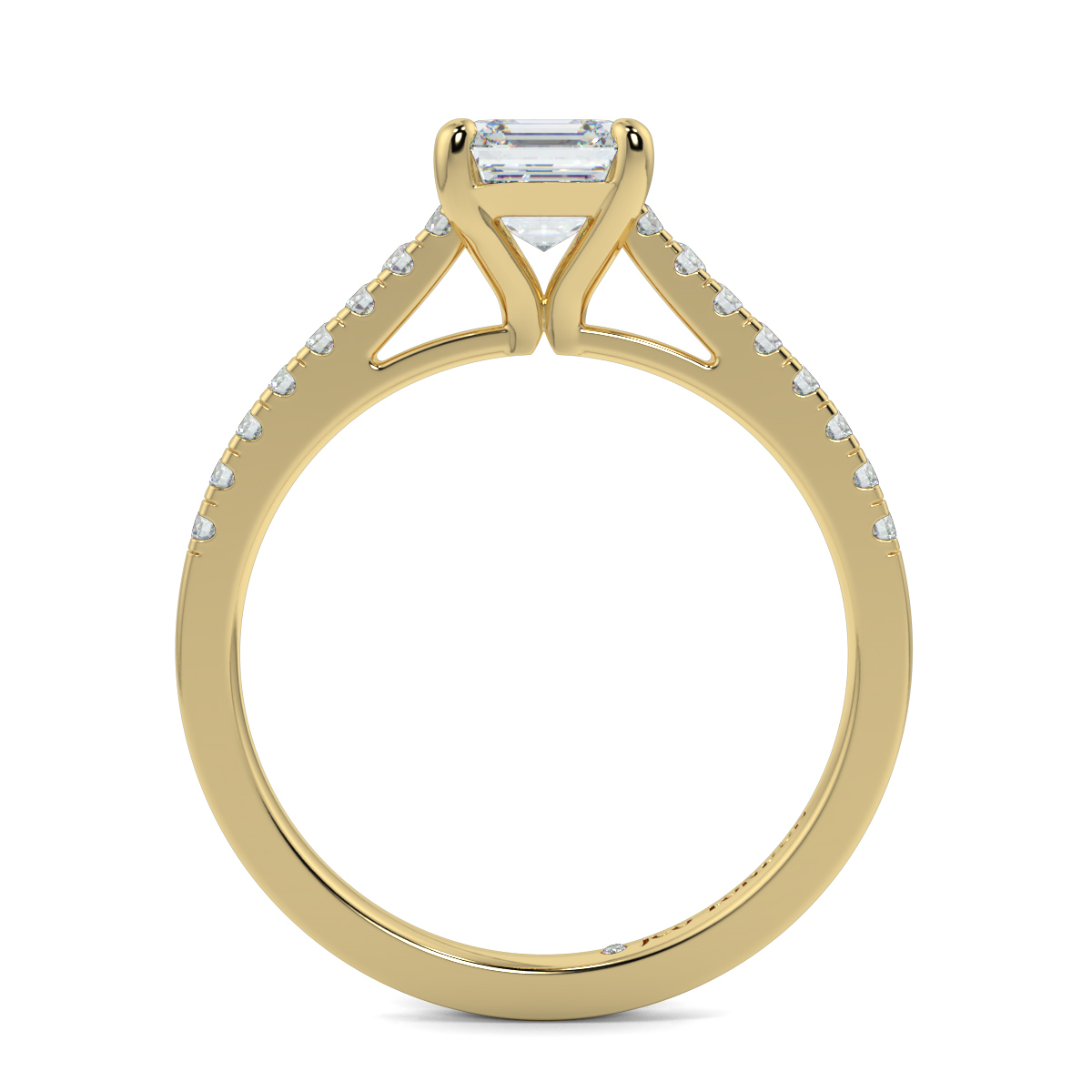 Asscher Shoulder Diamond  Engagement Rings