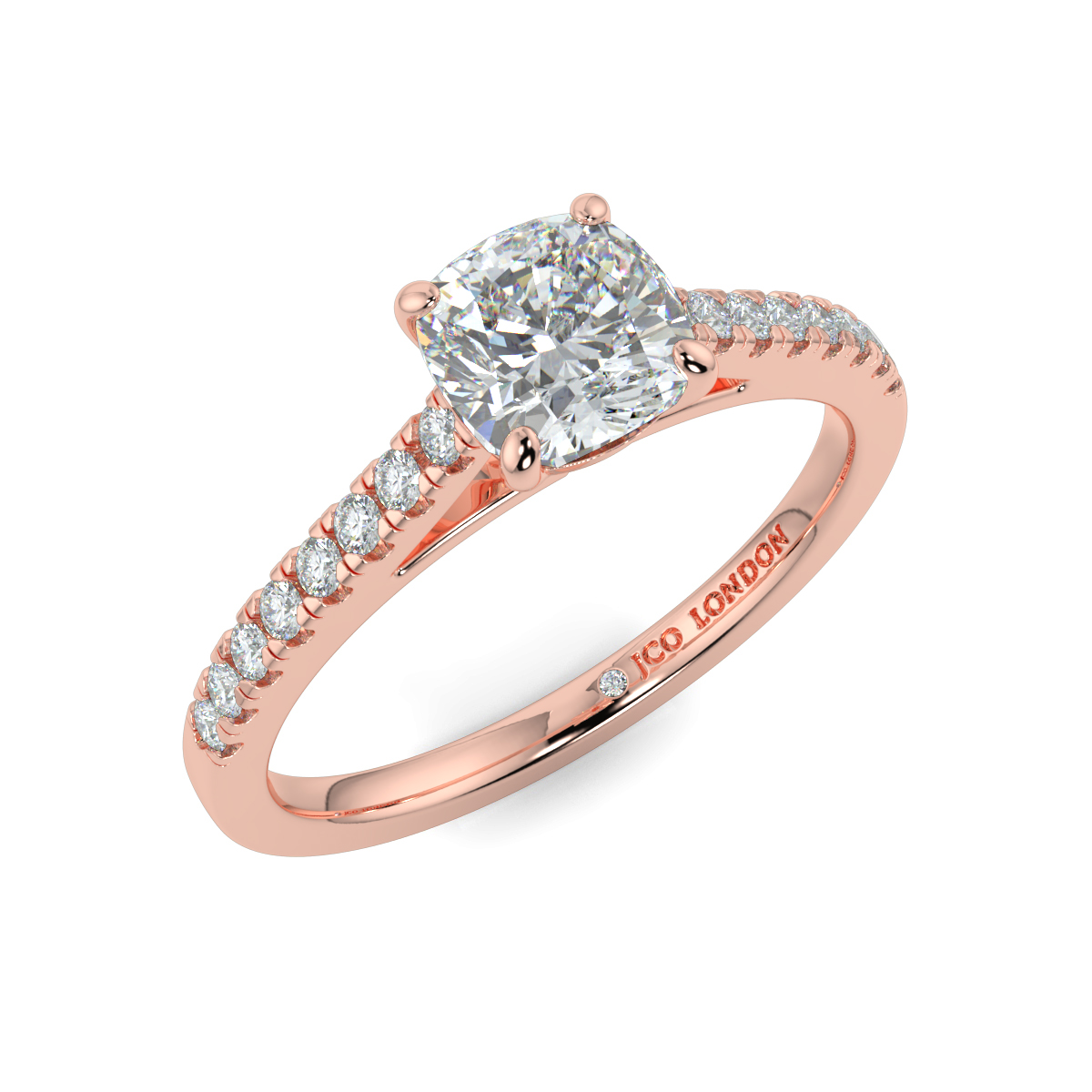 Cushion Shoulder Diamond  Engagement Rings
