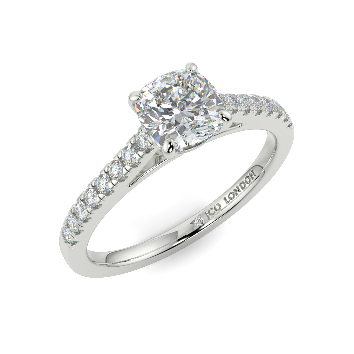 Cushion Shoulder Diamond  Engagement Rings
