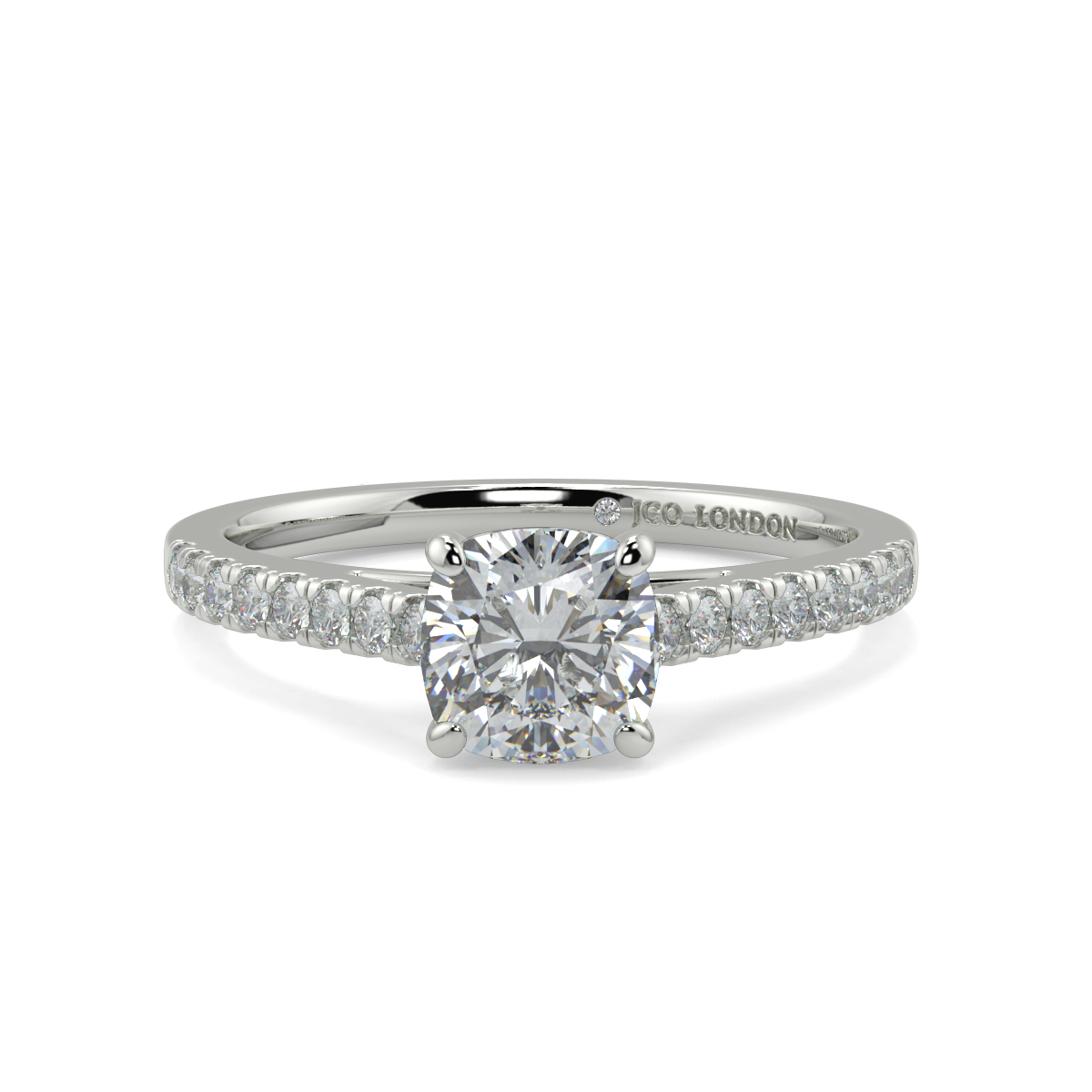 Cushion Shoulder Diamond  Engagement Rings