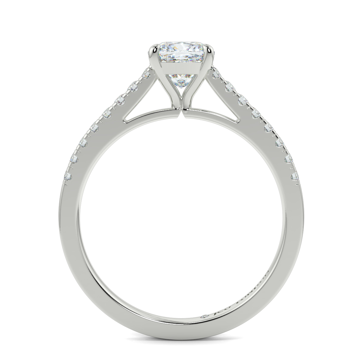 Cushion Shoulder Diamond  Engagement Rings