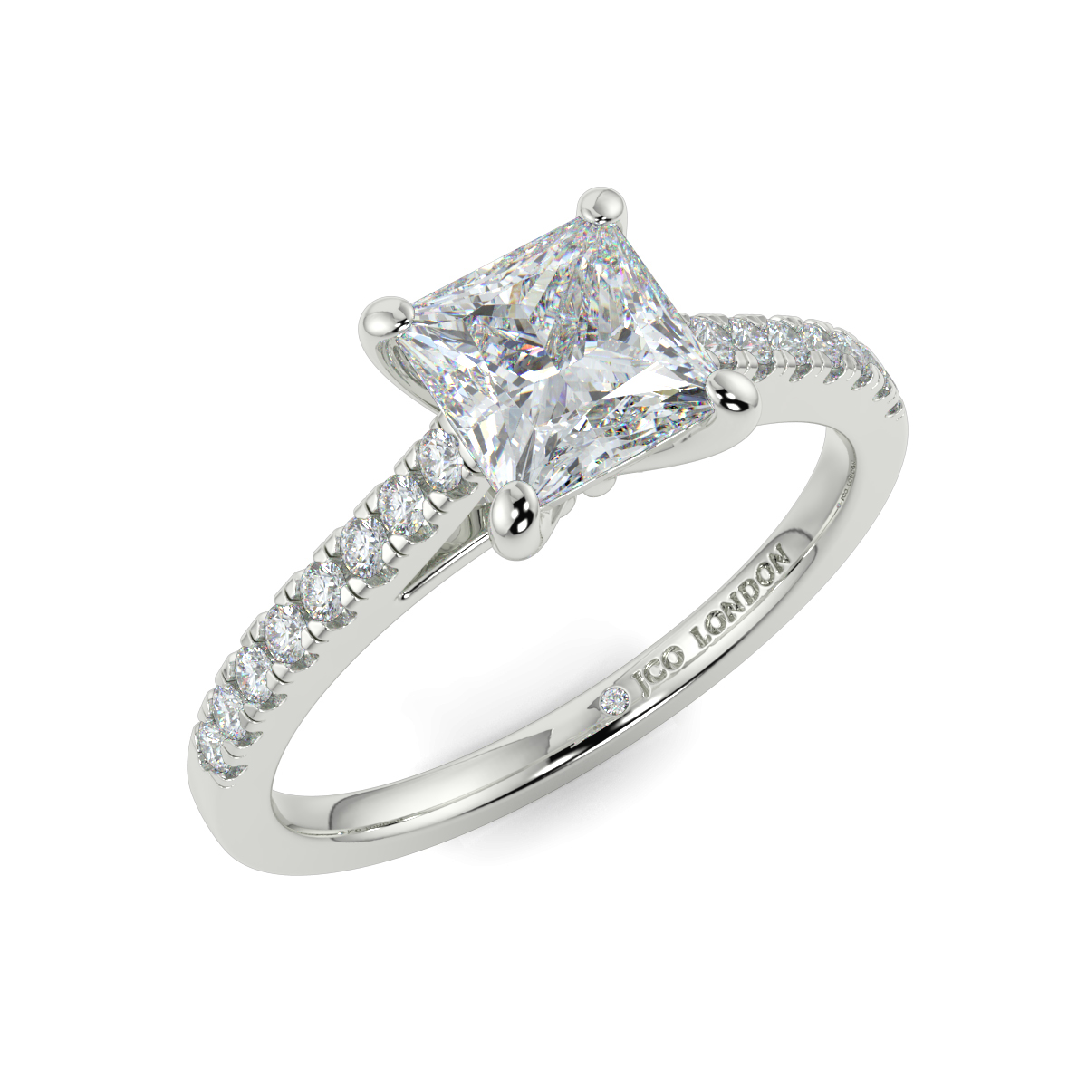 Princess Shoulder Diamond  Engagement Rings
