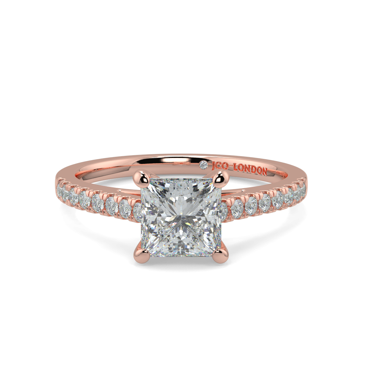 Princess Shoulder Diamond  Engagement Rings