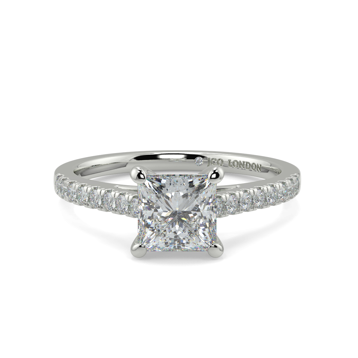 Princess Shoulder Diamond  Engagement Rings