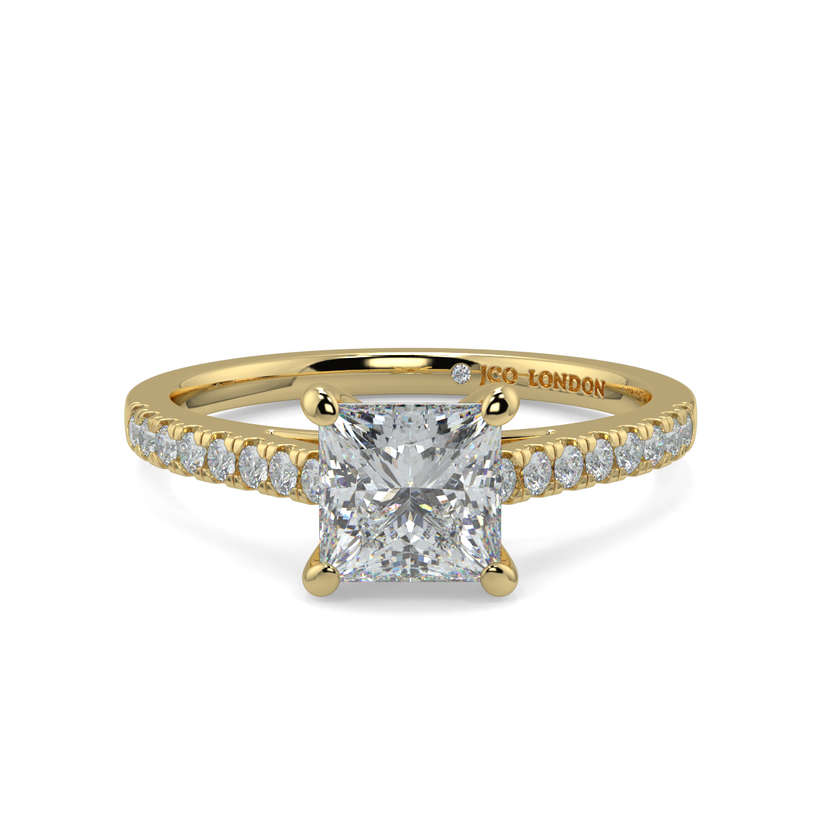 Princess Shoulder Diamond  Engagement Rings