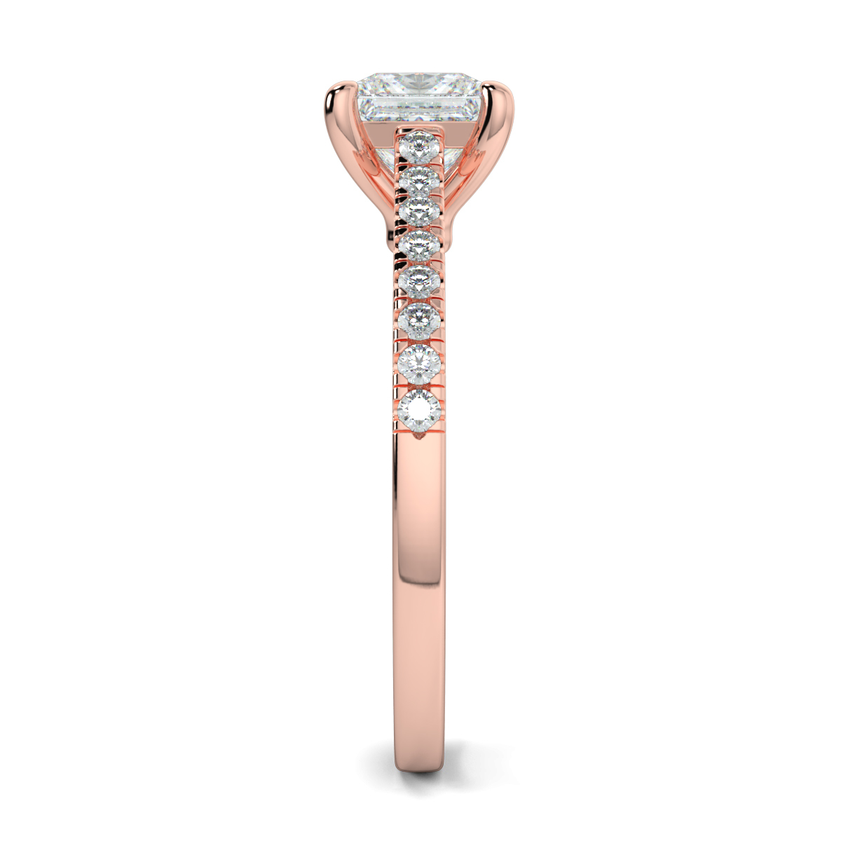 Princess Shoulder Diamond  Engagement Rings
