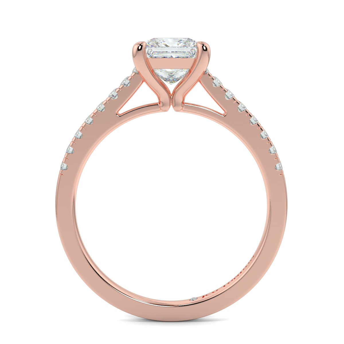 Princess Shoulder Diamond  Engagement Rings