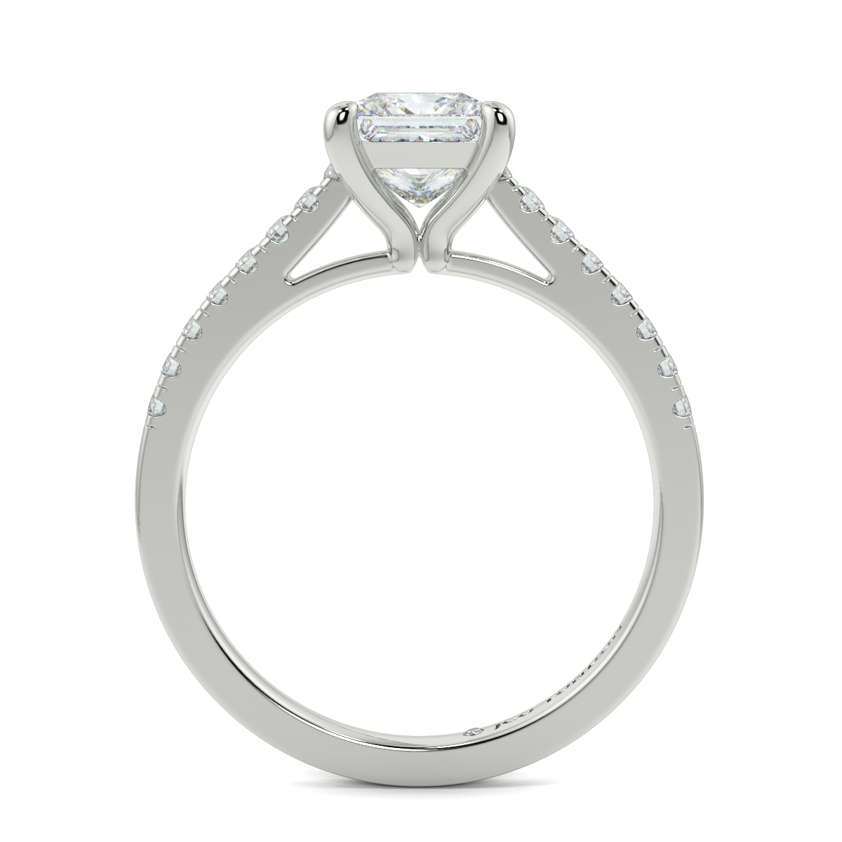 Princess Shoulder Diamond  Engagement Rings