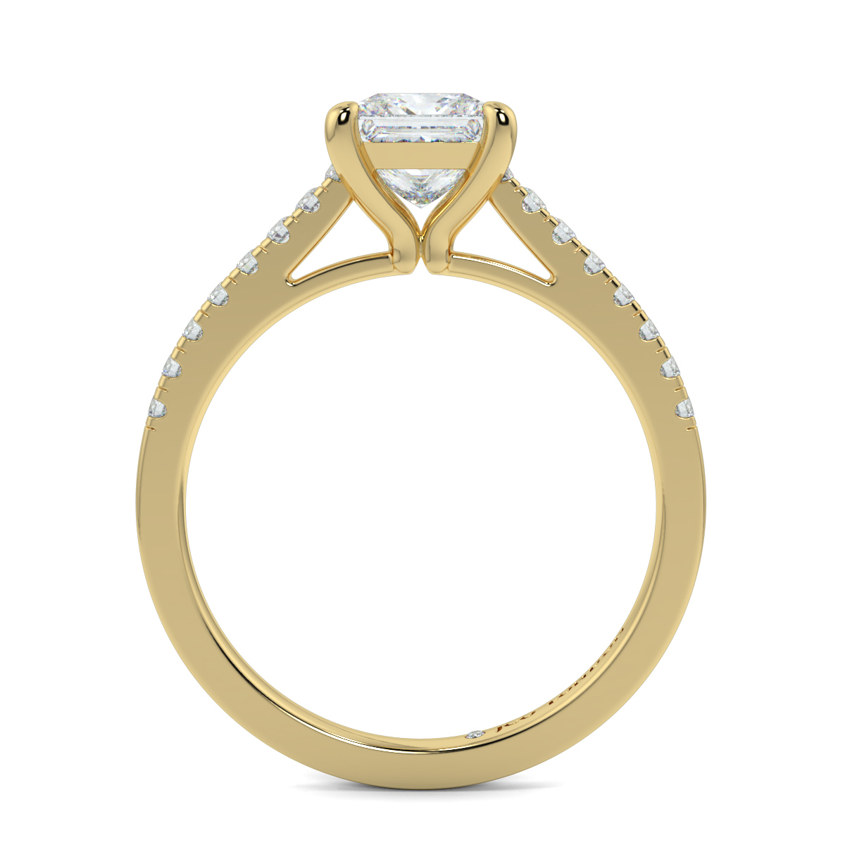 Princess Shoulder Diamond  Engagement Rings