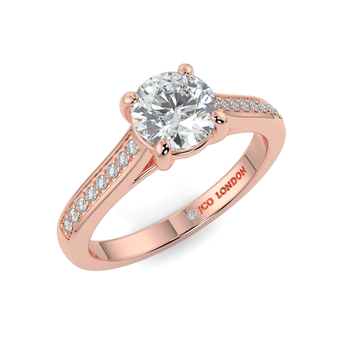 Round Shoulder Diamond  Engagement Rings