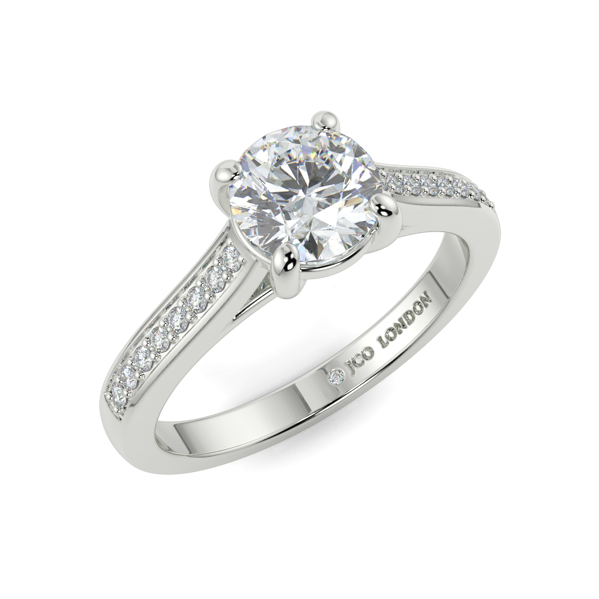 Round Shoulder Diamond  Engagement Rings
