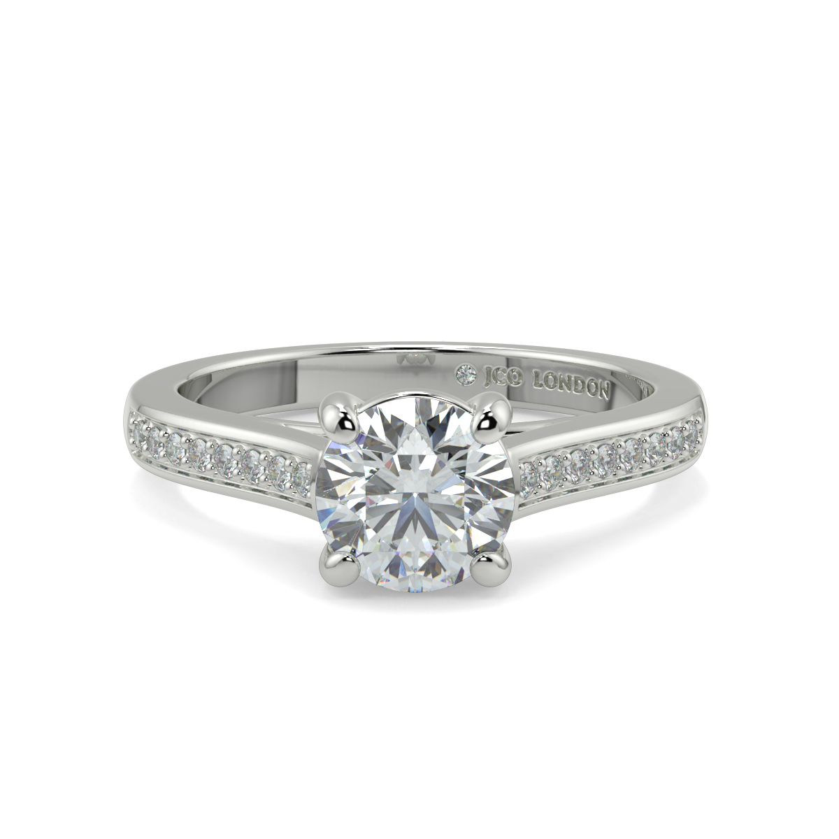 Round Shoulder Diamond  Engagement Rings