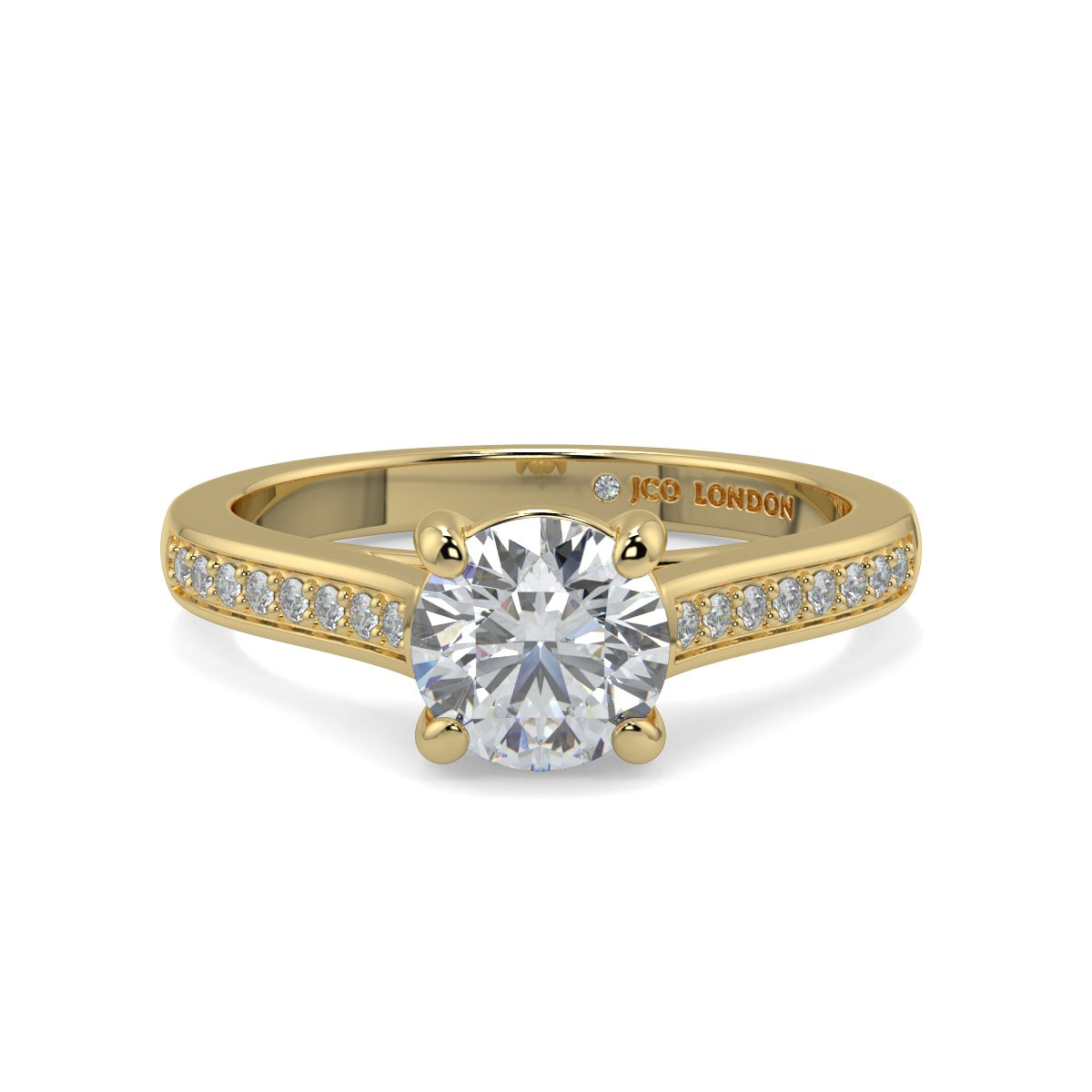 Round Shoulder Diamond  Engagement Rings