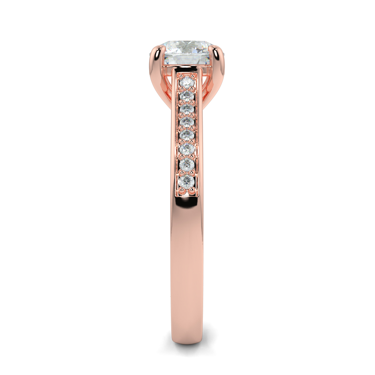 Round Shoulder Diamond  Engagement Rings