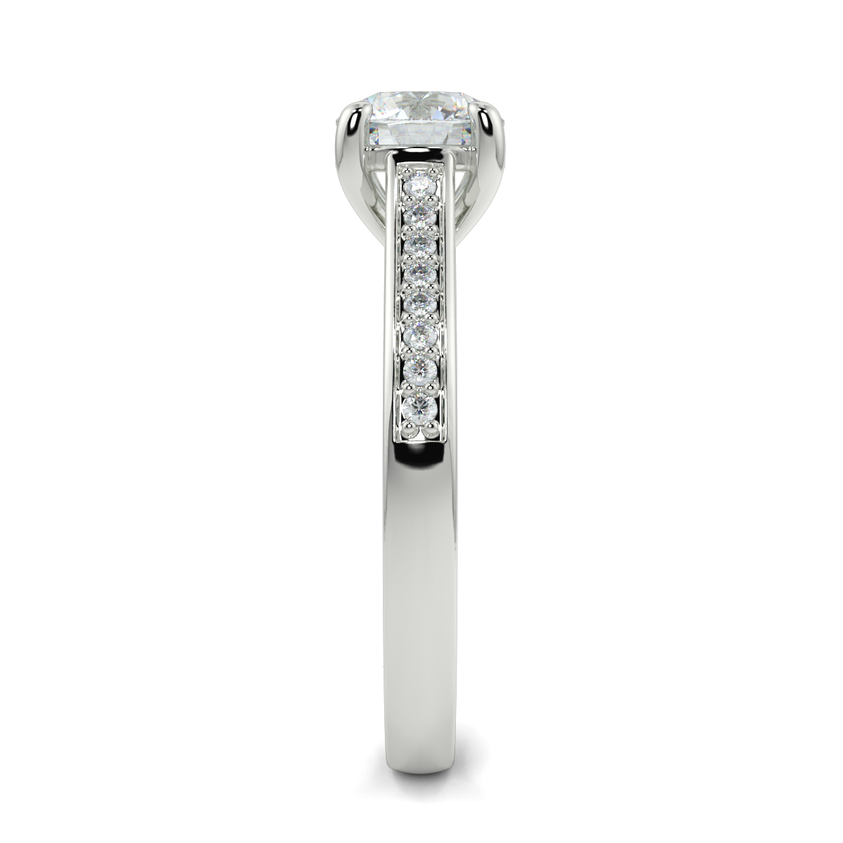Round Shoulder Diamond  Engagement Rings