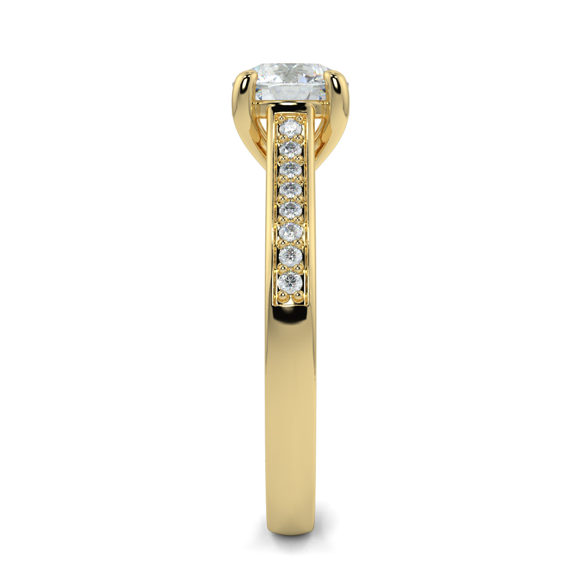 Round Shoulder Diamond  Engagement Rings